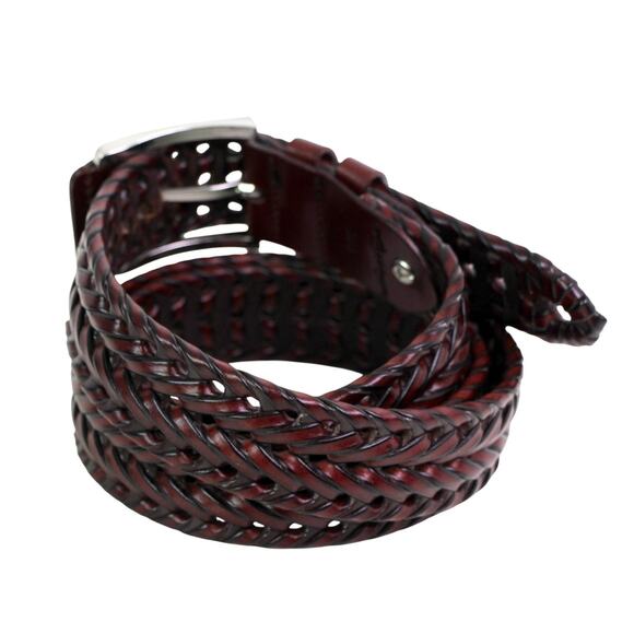 BRAIDED BLACK BROWN REAL LEATHER 1.25"Wd DRESS CASUAL MEN'S BELT Sz 38/115 (R52 - Picture 4 of 12